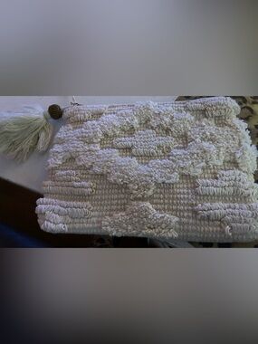 Universal Thread Cream Textured Tassel Clutch
